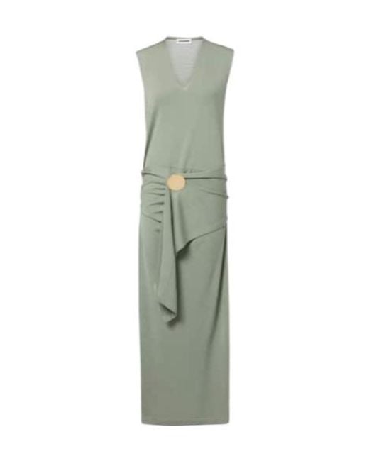 Jil Sander Green Virgin Wool Maxi Dress