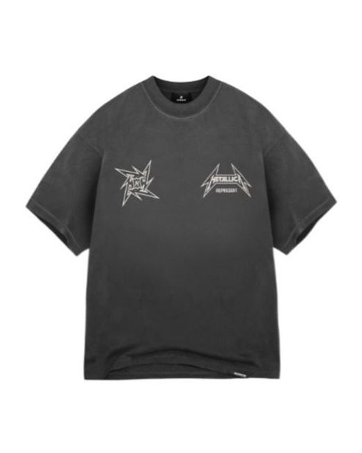 Represent Gray X Metallica Tour Crew Neck T-Shirt for men