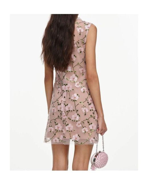 Self-Portrait Brown Floral Sequin Embellished Mini Dress