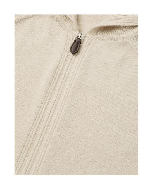 Loro Piana Natural Zip-Up Hooded Cardigan