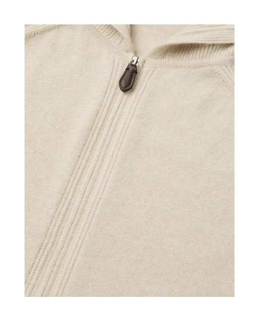 Loro Piana Natural Zip-Up Hooded Cardigan