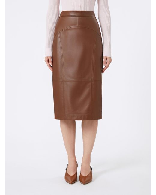 Max Mara Brown Studio Taiga Back Slit Skirt