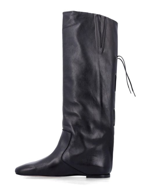 Miista Blue Karola Lace-Up Leather Boots