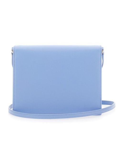 Dolce & Gabbana Blue Logo Embossed Foldover Top Crossbody Bag