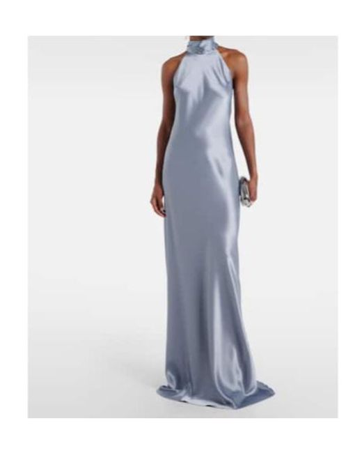 Galvan Blue Sienna Halterneck Satin Gown