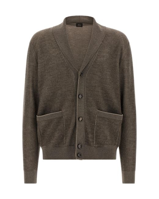 Brioni Green Long-Sleeve Open-Front Cardigan for men
