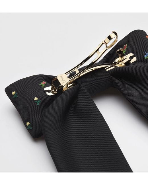 Dior Black Large Revolution Flowers Twist Bow