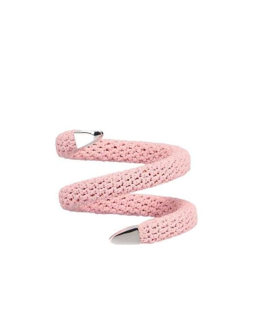 Bottega Veneta Pink Crochet Spiral Bracelet
