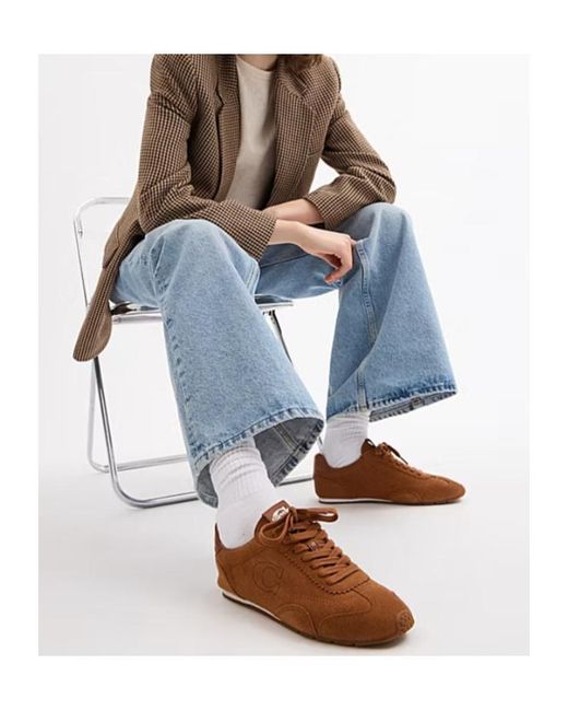 COACH Brown Lace-Up Suede Sneakers