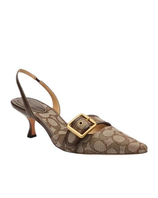 COACH Metallic Monogram-Jacquard Slingback Sandals