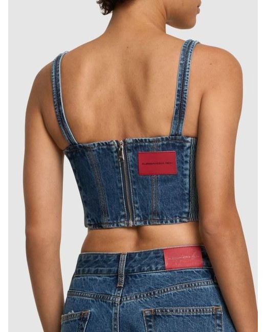 Alessandra Rich Blue Crystal Decorated Denim Sling