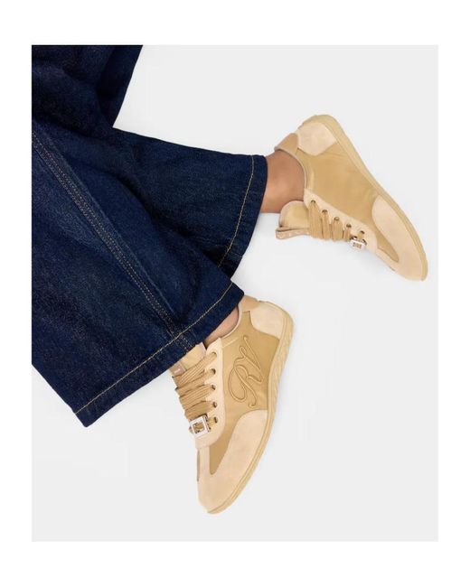 Roger Vivier Natural Viv Low Embroidered-Logo Sneakers