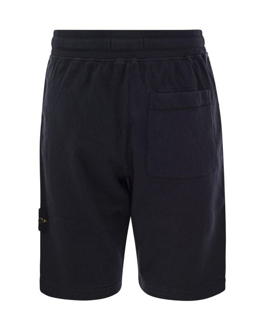 Stone Island Blue Logo Patch Drawstring Bermuda Shorts for men