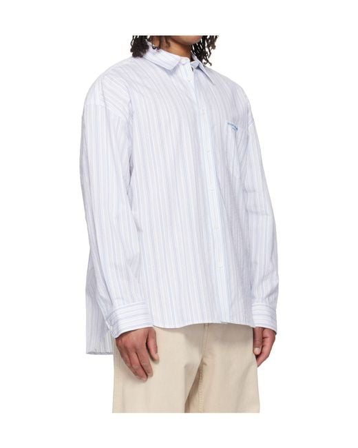 Wooyoungmi White Long-Sleeved Striped Shirt for men