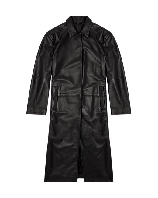 DIESEL Black L-Ancelot Long Padded Leather Coat