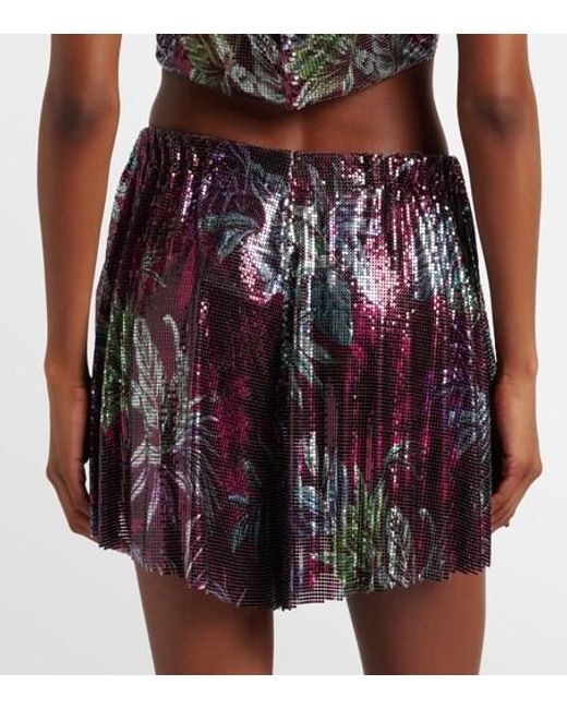 Rabanne Red Printed Chainmail Shorts