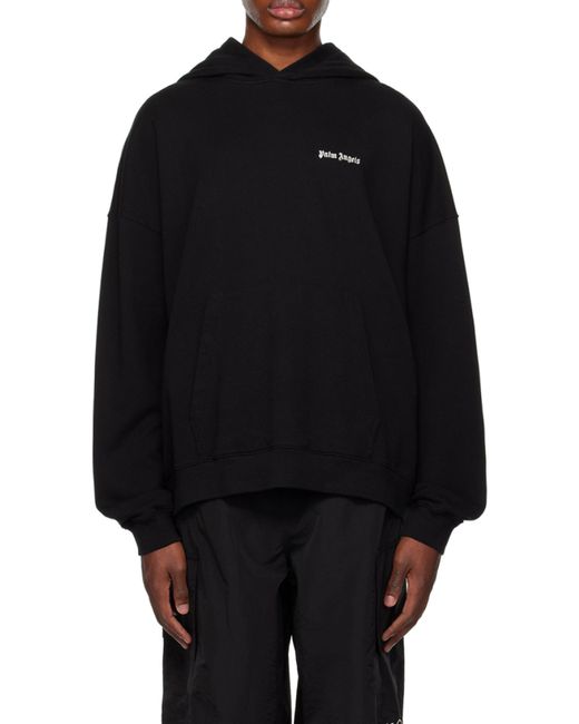 Palm Angels Black Logo Embroidered Hoodie for men
