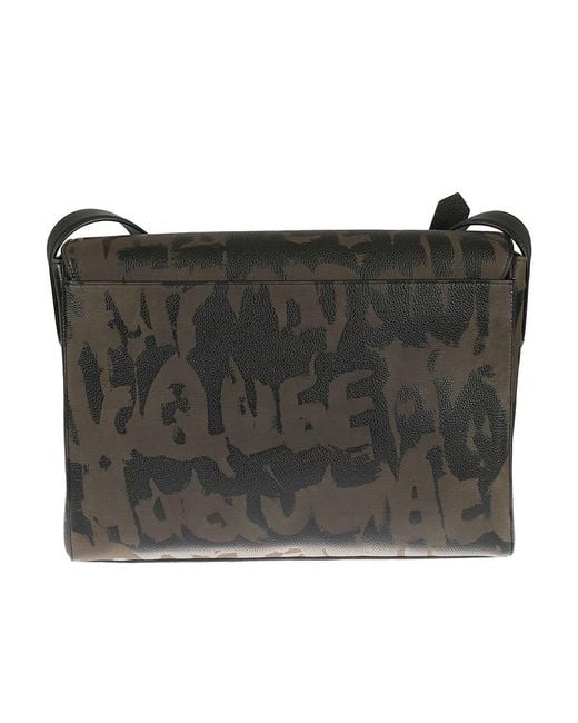McQueen Black Logo All-Over Printed Shoulder Bag for men