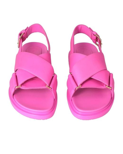 Marni Pink Simple Leather Sandals