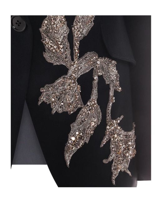 McQueen Black Single Breasted Embellished Blazer