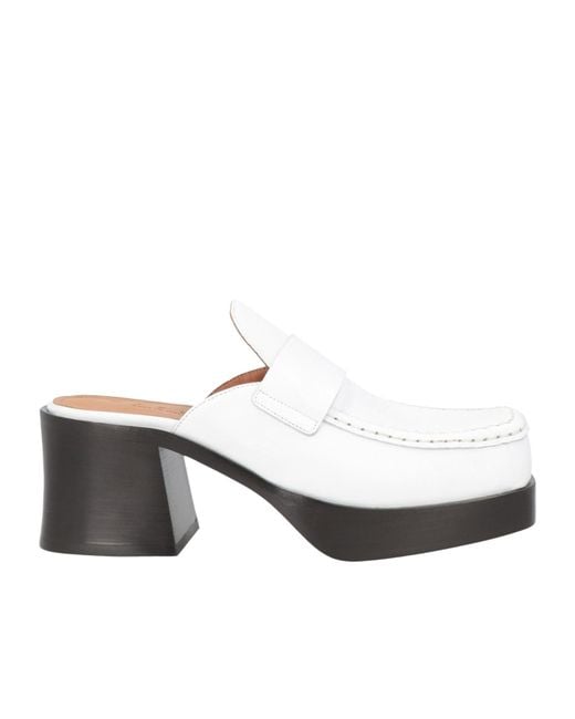 Marni White Pebbled-Leather Mules