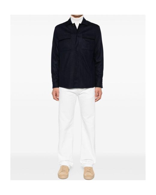 Eleventy Blue Striped Panelled Jacket for men