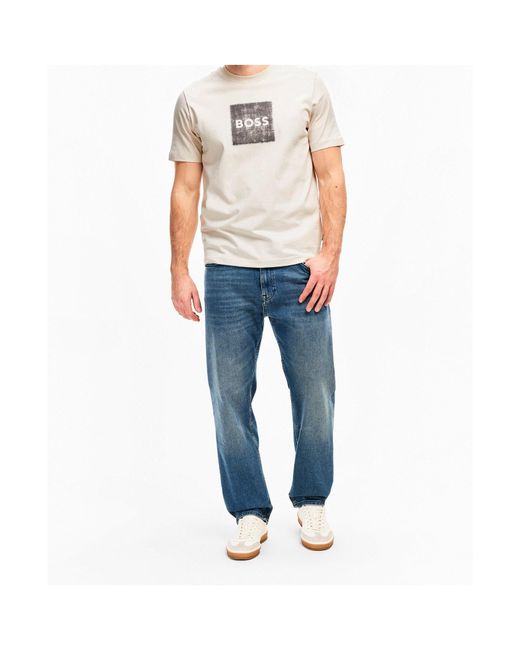 Boss White Logo Crew-Neck T-Shirt for men