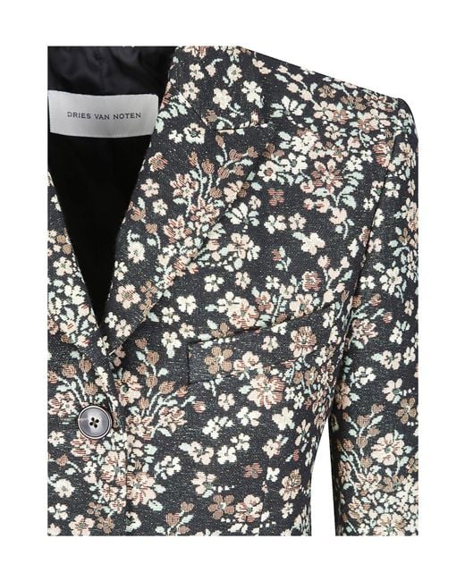 Dries Van Noten Gray Printed Blazer