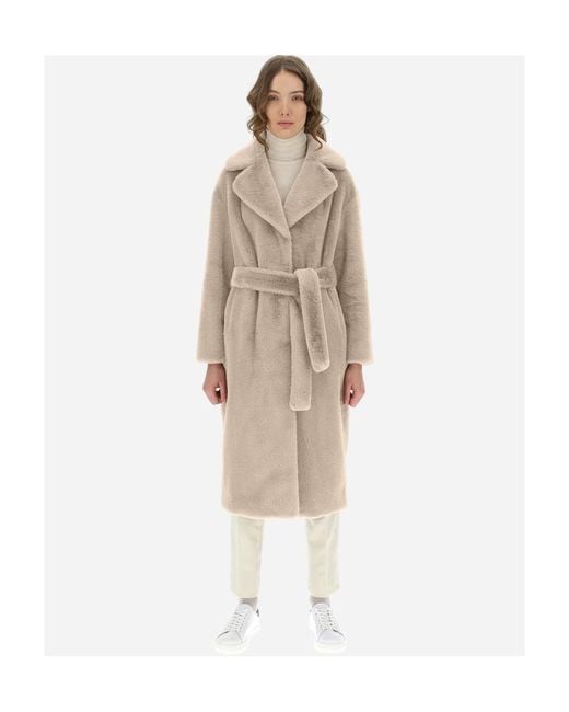 Herno Natural Belted Faux-Fur Coat