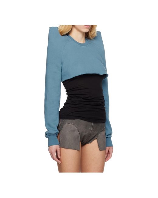 Rick Owens Blue Hollywood Cropped Tecsweat Sweatshirt