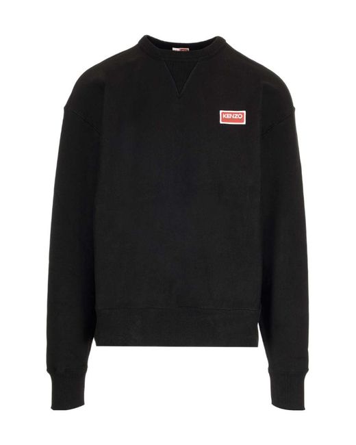 KENZO Black Logo-Patch Crewneck Sweatshirt for men