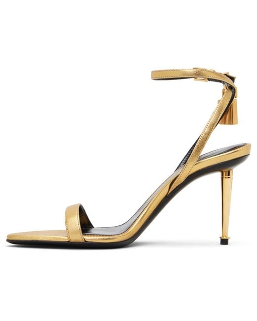 Tom Ford Metallic Pointed-Toe Open-Toe Sandals