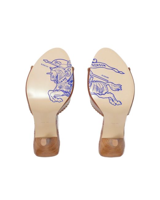 Burberry Brown 90Mm Leather Cabana Mules
