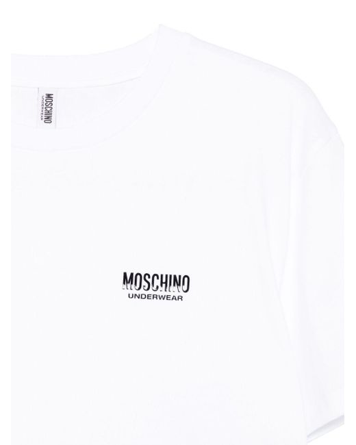 Moschino White Logo-Print Cotton T-Shirt for men
