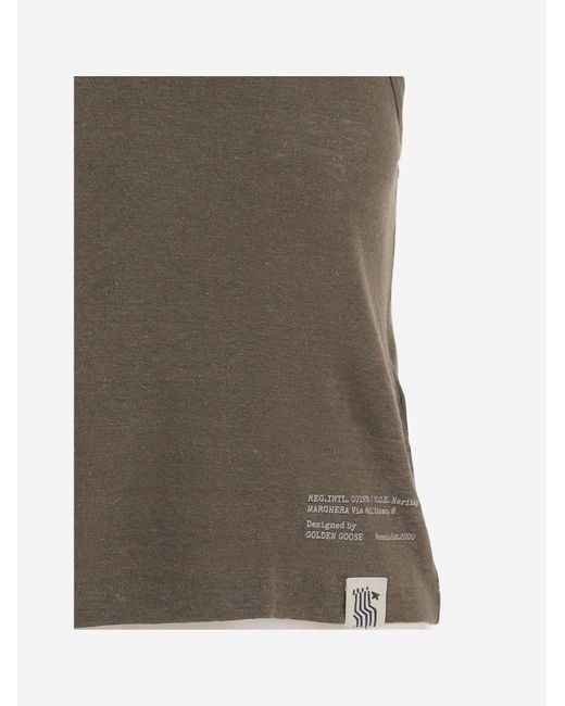 Golden Goose Deluxe Brand Brown Mara Text-Print Crewneck Tank Top