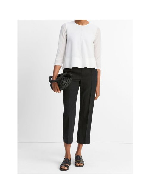 Vince White Ribbed Cotton Blend Top
