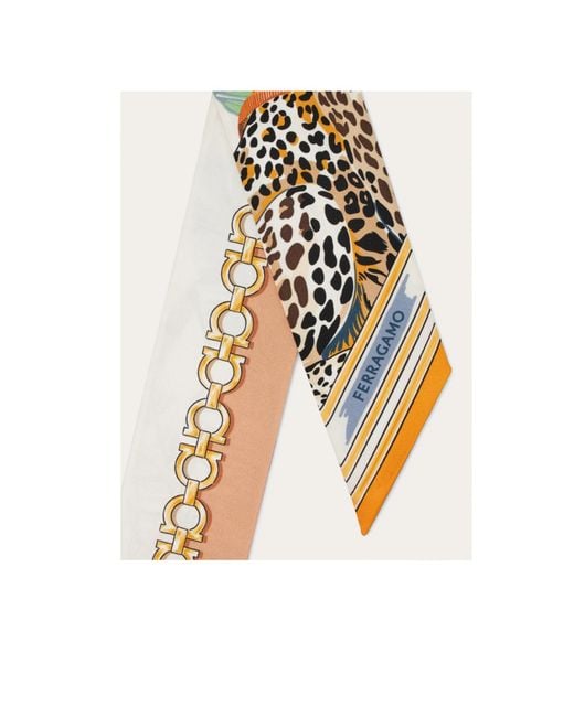 Ferragamo Metallic Felindra Leopard-Print Bandeau Scarf