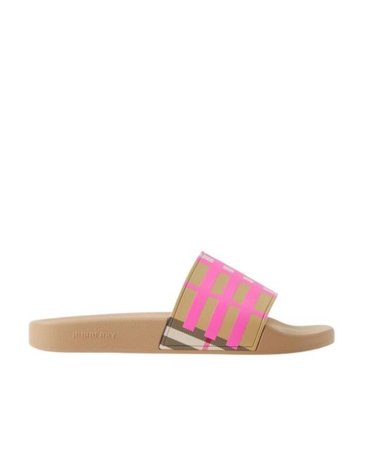 Burberry Pink Vintage Check-Print Slides