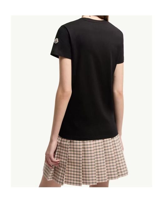 Moncler Black Logo Patch Cotton T-Shirt