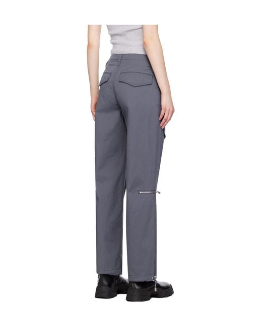 Dion Lee Blue Lace-Up Twill Cargo Trousers for men