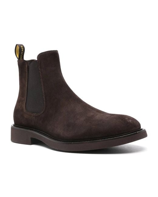 Doucal's Brown Almond Toe Slip-On Ankle Boots for men