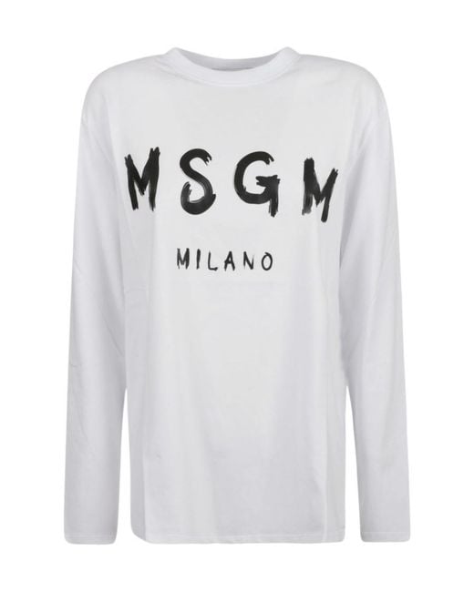 MSGM Gray Long-Sleeved T-Shirt