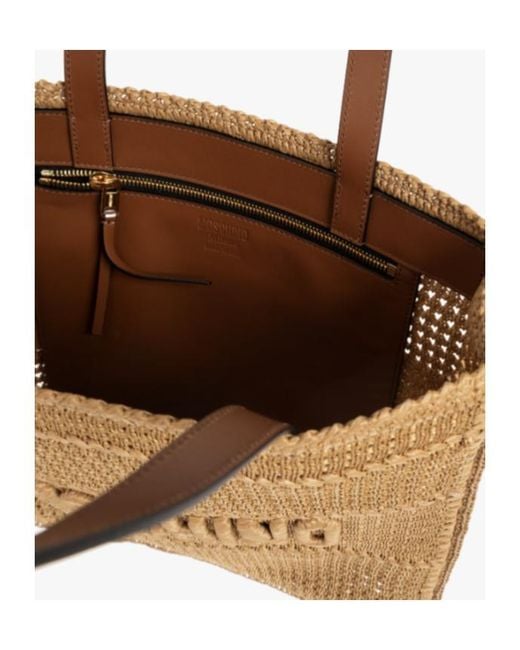 Moschino Natural Logo-Embroidered Raffia Tote Bag