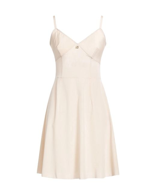 Dolce & Gabbana Natural Solid Color Slip Dresses