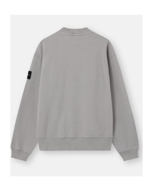 Stone Island Gray Oversized-Fit Crewneck Sweatshirt With Ribbed Trims for men