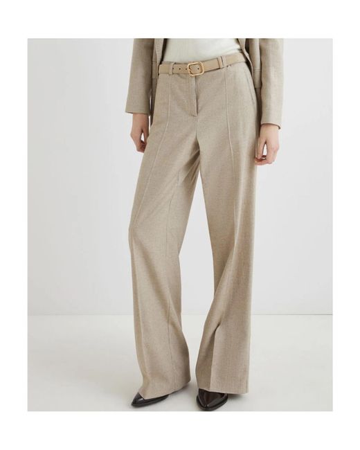 Marella Gray Sable Straight-Leg Trousers