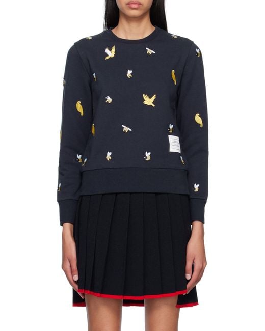 Thom Browne Blue Animal-Embroidered Sweatshirt