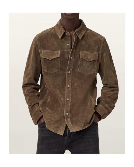 AllSaints Brown Sully Suede Jacket for men