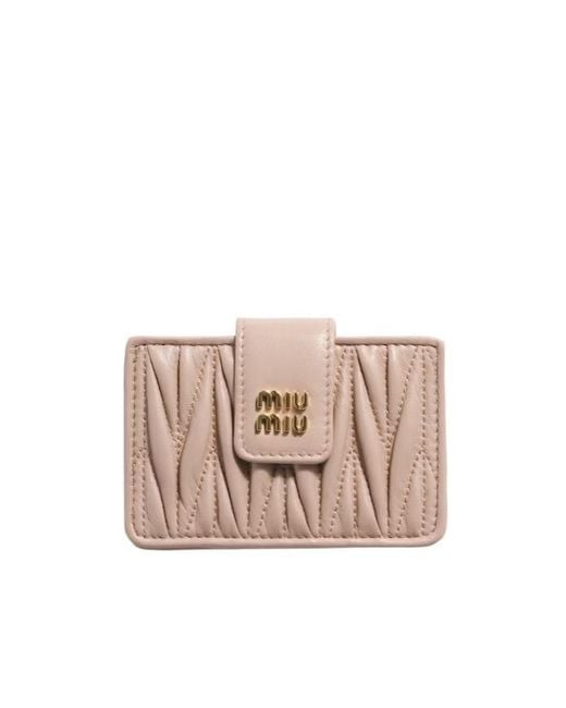 Miu Miu Pink Matelassé Nappa Leather Card Holder