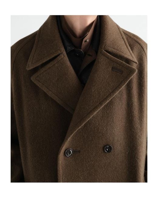 Lemaire Brown Double-Breasted Coat for men